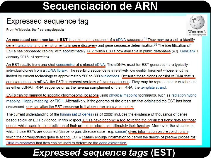 Secuenciación de ARN Expressed sequence tags (EST) 