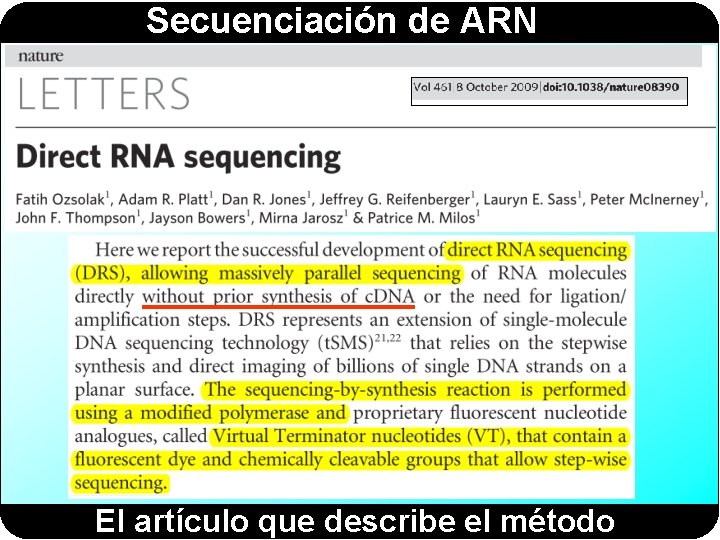 Secuenciación de ARN El artículo que describe el método 