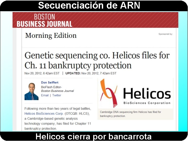 Secuenciación de ARN Helicos cierra por bancarrota 