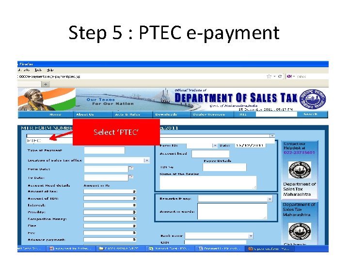 Step 5 : PTEC e-payment Select ‘PTEC’ Step 5 : PTEC e-payment Select ‘PTEC’