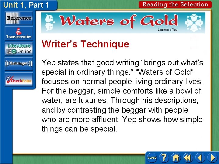 Unit 1, Part 1 Writer’s Technique Yep states that good writing “brings out what’s Unit 1, Part 1 Writer’s Technique Yep states that good writing “brings out what’s