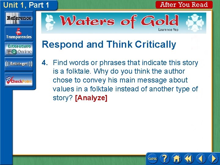Unit 1, Part 1 Respond and Think Critically 4. Find words or phrases that Unit 1, Part 1 Respond and Think Critically 4. Find words or phrases that