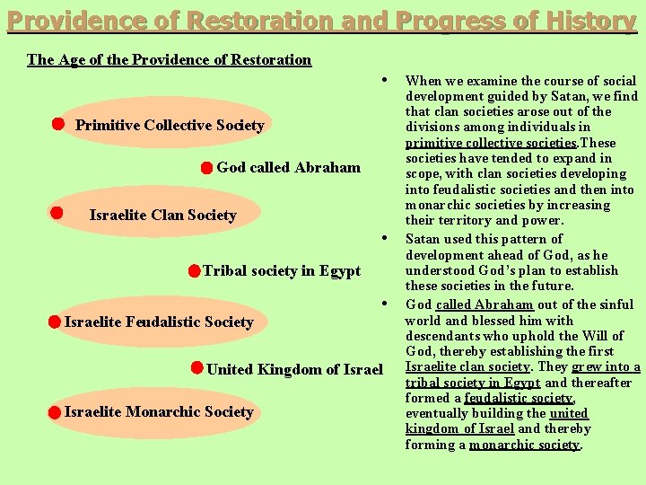Providence of Restoration and Progress of History The Age of the Providence of Restoration Providence of Restoration and Progress of History The Age of the Providence of Restoration