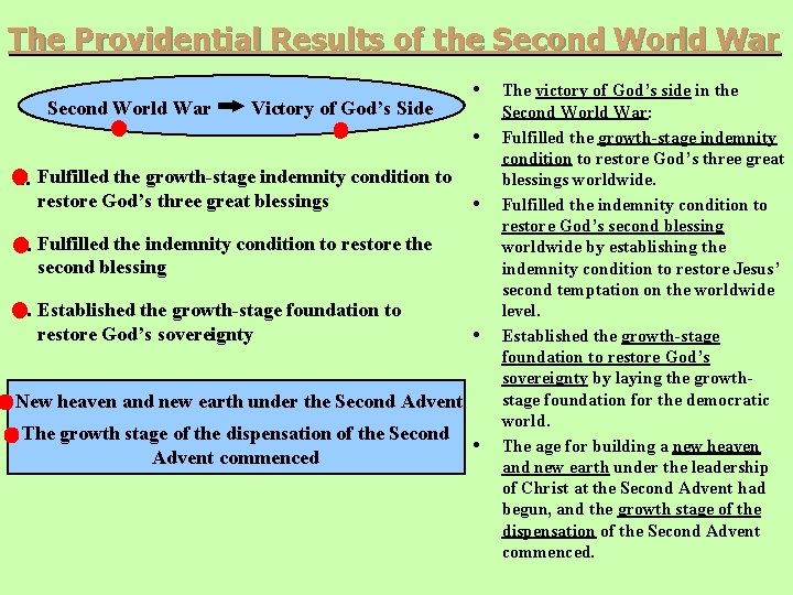 The Providential Results of the Second World War Victory of God’s Side • • The Providential Results of the Second World War Victory of God’s Side • •