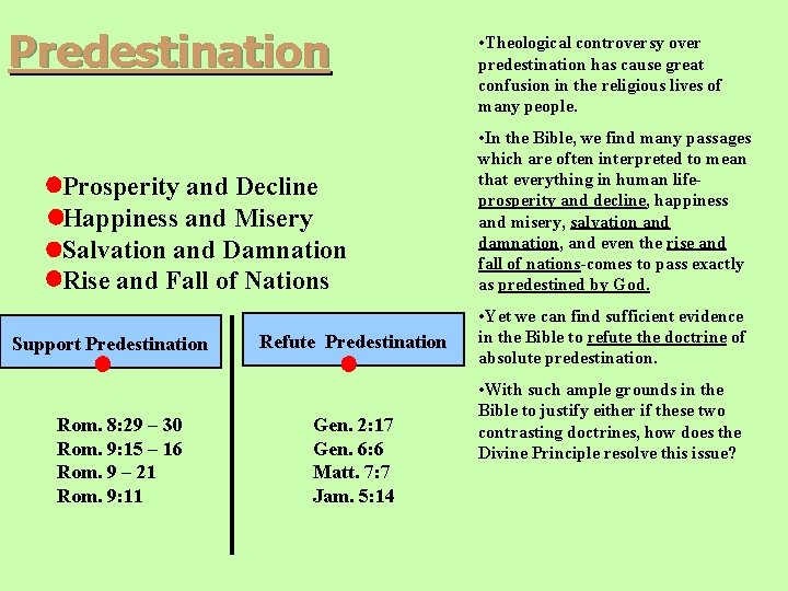 Predestination • Prosperity and Decline • Happiness and Misery • Salvation and Damnation • Predestination • Prosperity and Decline • Happiness and Misery • Salvation and Damnation •