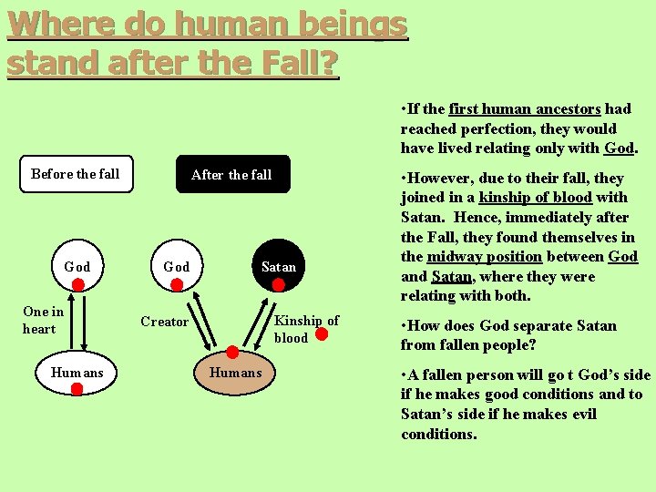 Where do human beings stand after the Fall? • If the first human ancestors Where do human beings stand after the Fall? • If the first human ancestors