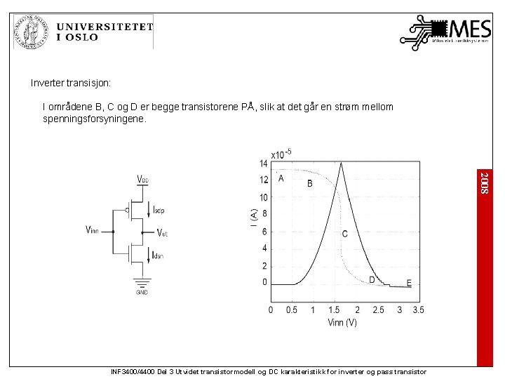 Inverter transisjon: I områdene B, C og D er begge transistorene PÅ, slik at
