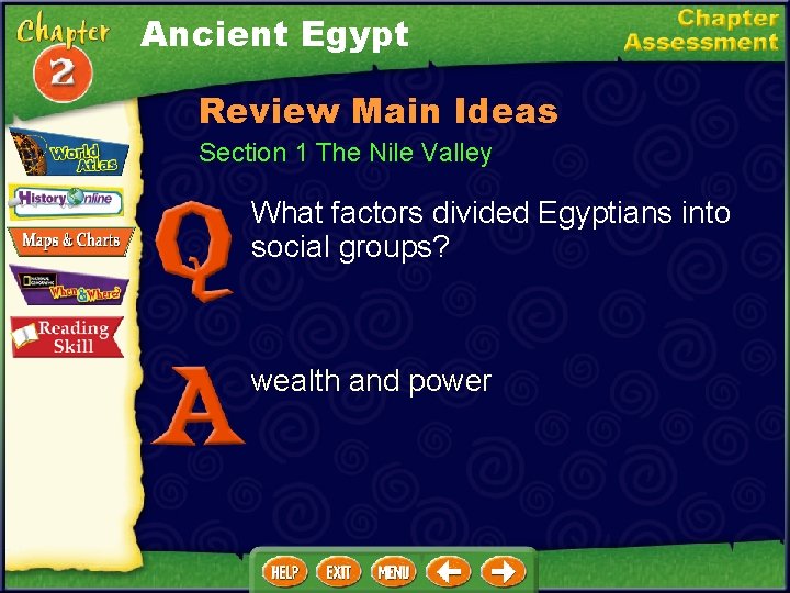 Ancient Egypt Review Main Ideas Section 1 The Nile Valley What factors divided Egyptians