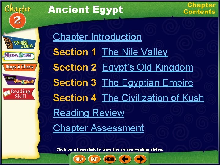 Ancient Egypt Chapter Introduction Section 1 The Nile Valley Section 2 Egypt’s Old Kingdom