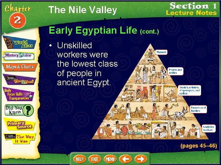 The Nile Valley Early Egyptian Life (cont. ) • Unskilled workers were the lowest