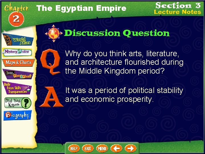 The Egyptian Empire Why do you think arts, literature, and architecture flourished during the