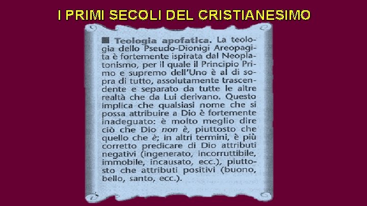 I PRIMI SECOLI DEL CRISTIANESIMO 