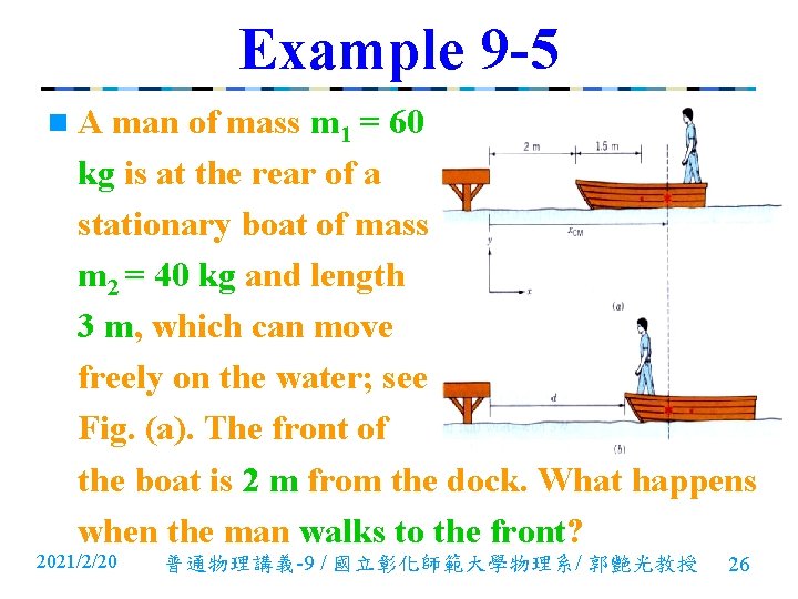 Example 9 -5 n. A man of mass m 1 = 60 kg is Example 9 -5 n. A man of mass m 1 = 60 kg is