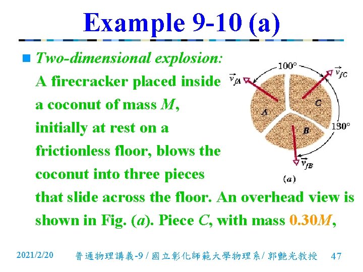 Example 9 -10 (a) n Two-dimensional explosion: A firecracker placed inside a coconut of Example 9 -10 (a) n Two-dimensional explosion: A firecracker placed inside a coconut of