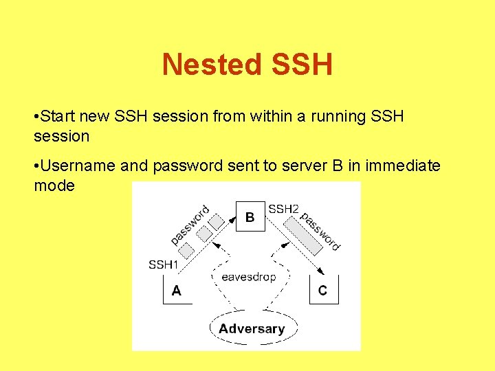 Nested SSH • Start new SSH session from within a running SSH session •