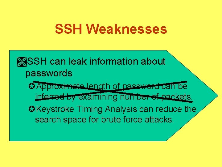 SSH Weaknesses ÌSSH can leak information about passwords µApproximate length of password can be