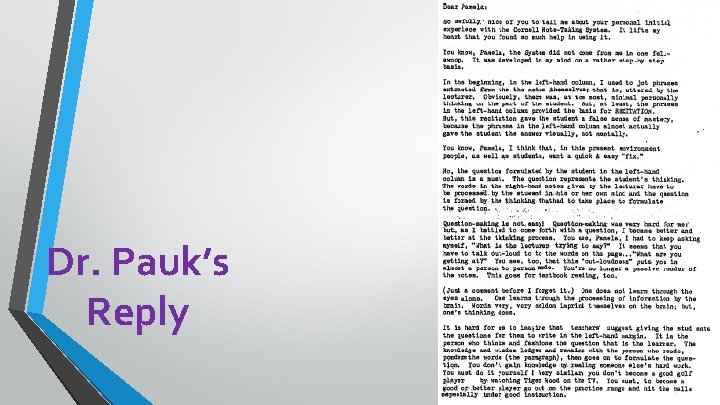 Dr. Pauk’s Reply 
