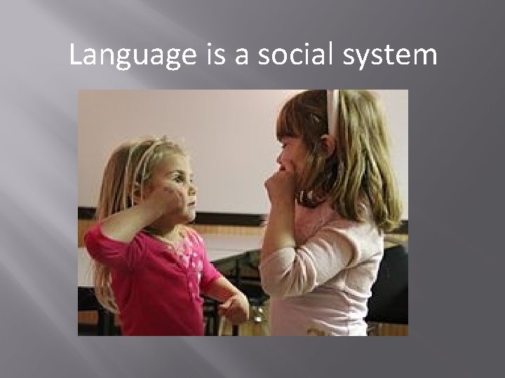 Language is a social system 