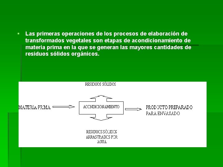 § Las primeras operaciones de los procesos de elaboración de transformados vegetales son etapas § Las primeras operaciones de los procesos de elaboración de transformados vegetales son etapas