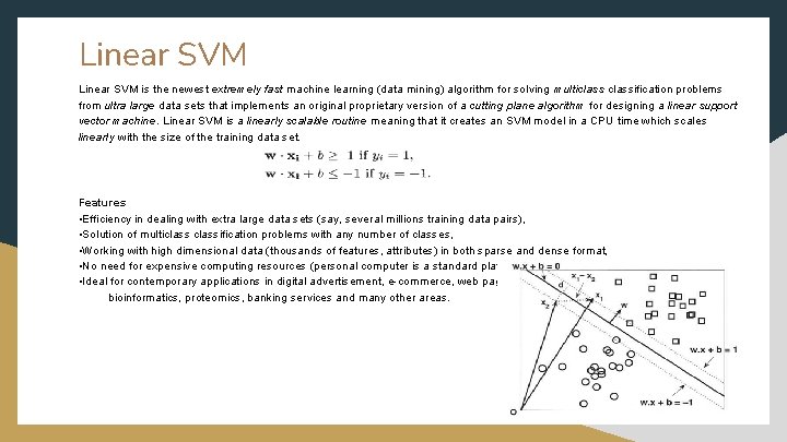 Linear SVM is the newest extremely fast machine learning (data mining) algorithm for solving