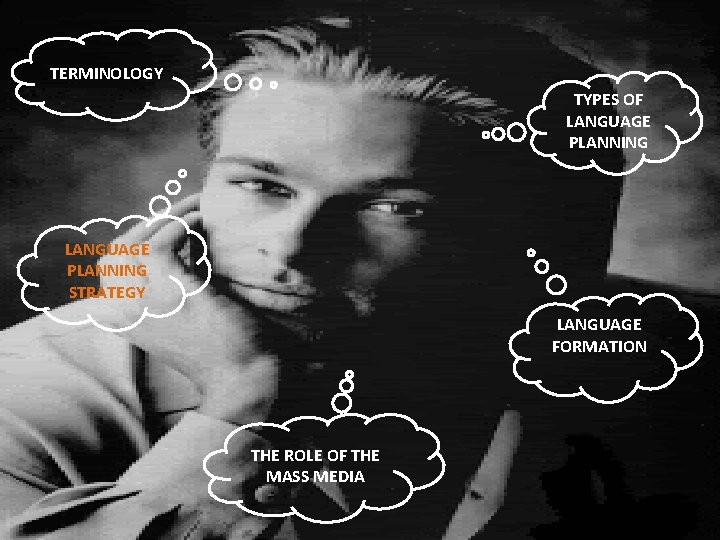 TERMINOLOGY TYPES OF LANGUAGE PLANNING STRATEGY LANGUAGE FORMATION THE ROLE OF THE MASS MEDIA