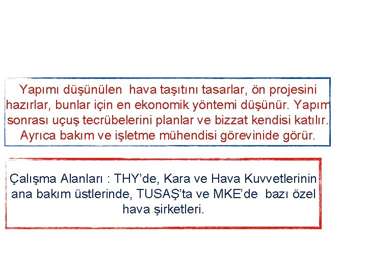 Yapımı düşünülen hava taşıtını tasarlar, ön projesini hazırlar, bunlar için en ekonomik yöntemi düşünür.