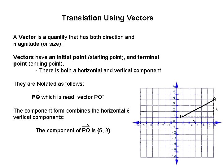Translate Using Vector Chapter 7 Organizer Transformations Rigid Motion in a