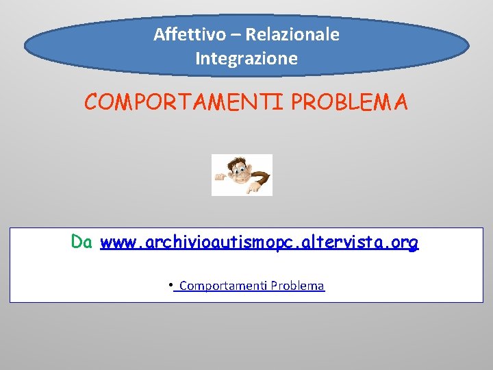 Affettivo – Relazionale Integrazione COMPORTAMENTI PROBLEMA Da www. archivioautismopc. altervista. org • Comportamenti Problema