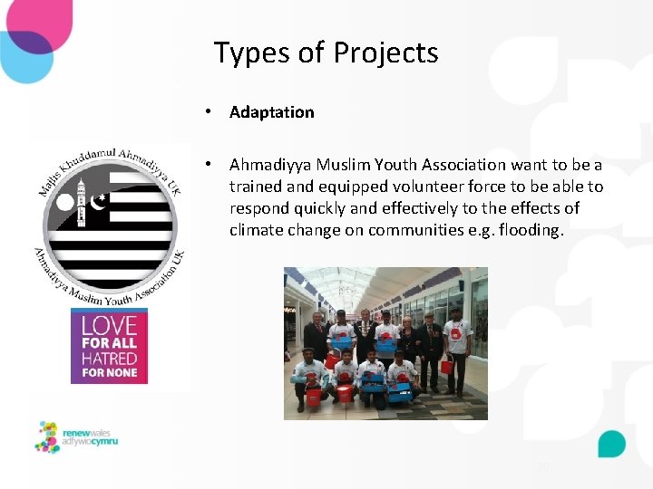 Types of Projects • Adaptation • Ahmadiyya Muslim Youth Association want to be a