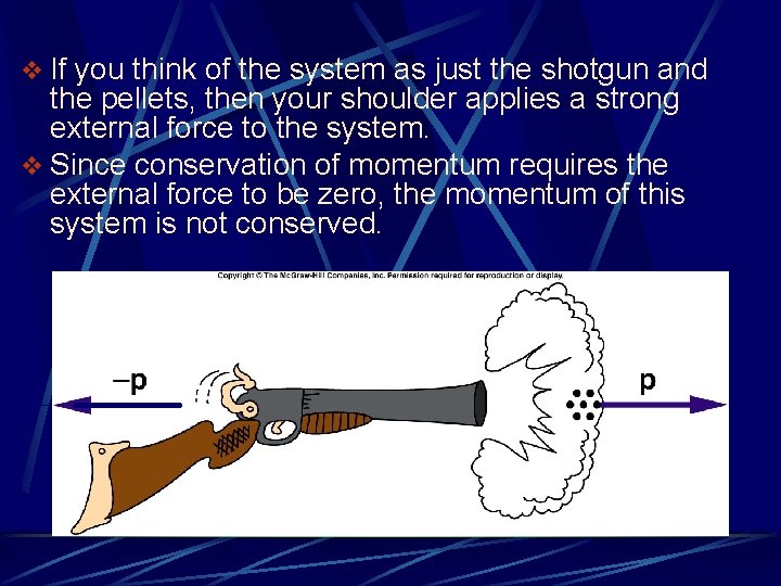 v If you think of the system as just the shotgun and the pellets, v If you think of the system as just the shotgun and the pellets,