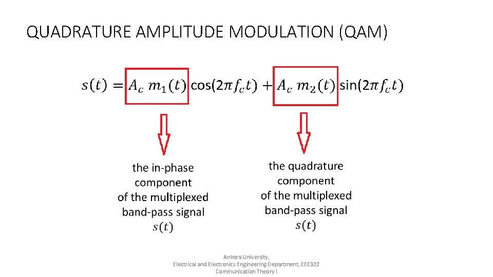 QUADRATURE AMPLITUDE MODULATION (QAM) Ankara University, Electrical and Electronics Engineering Department, EEE 322 Communication