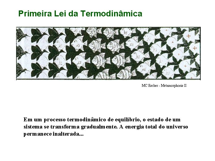 Primeira Lei da Termodinâmica MC Escher - Metamorphosis II Em um processo termodinâmico de