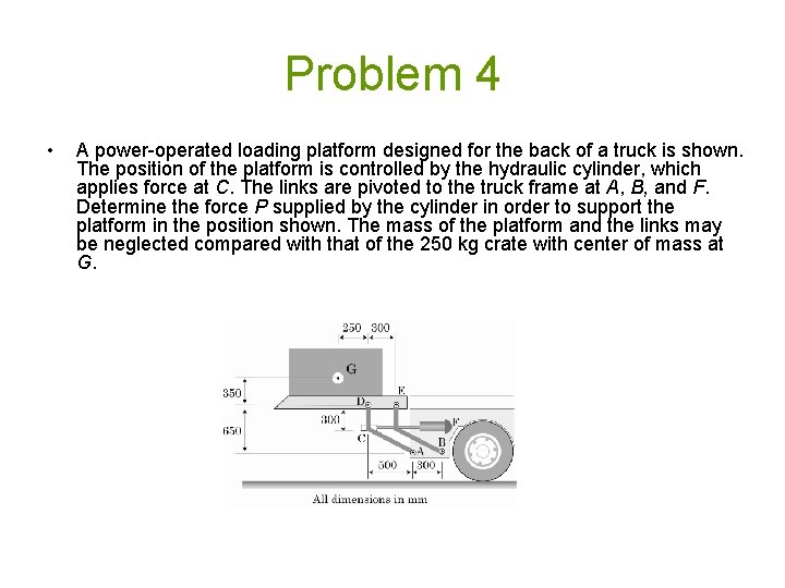 Problem 4 • A power-operated loading platform designed for the back of a truck