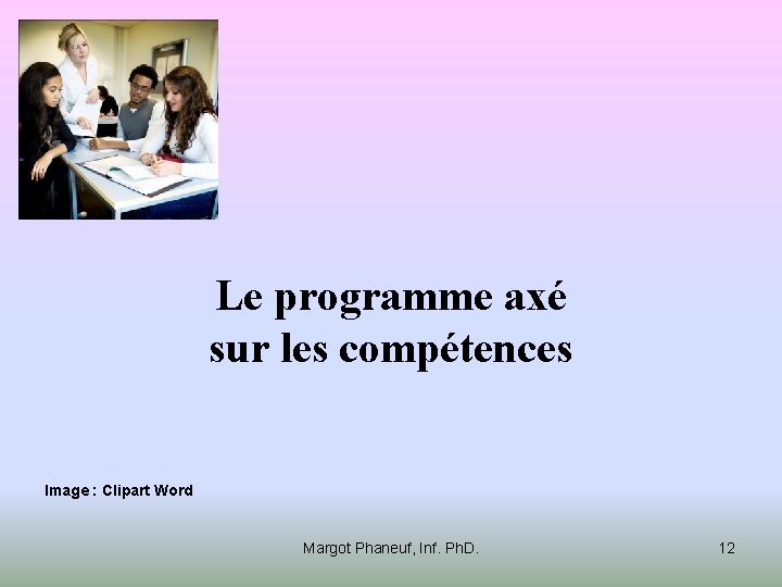 Le programme axé sur les compétences Image : Clipart Word Margot Phaneuf, Inf. Ph.