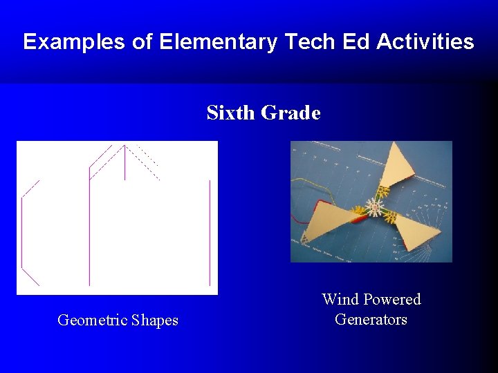 Examples of Elementary Tech Ed Activities Sixth Grade Geometric Shapes Wind Powered Generators Examples of Elementary Tech Ed Activities Sixth Grade Geometric Shapes Wind Powered Generators