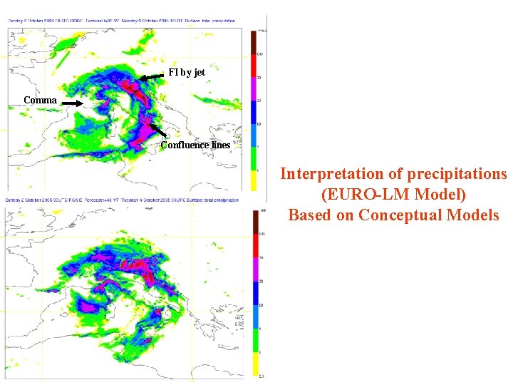 FI by jet Comma Confluence lines Interpretation of precipitations (EURO-LM Model) Based on Conceptual