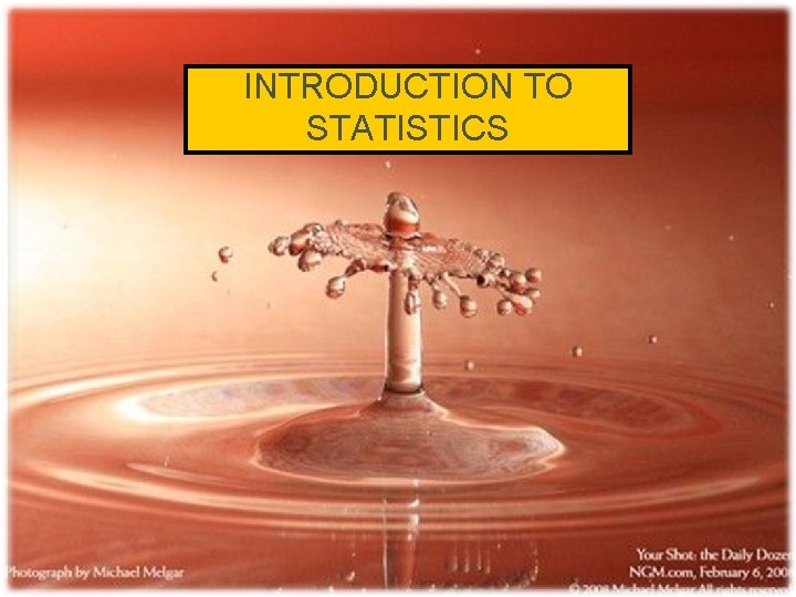 INTRODUCTION TO STATISTICS 1 