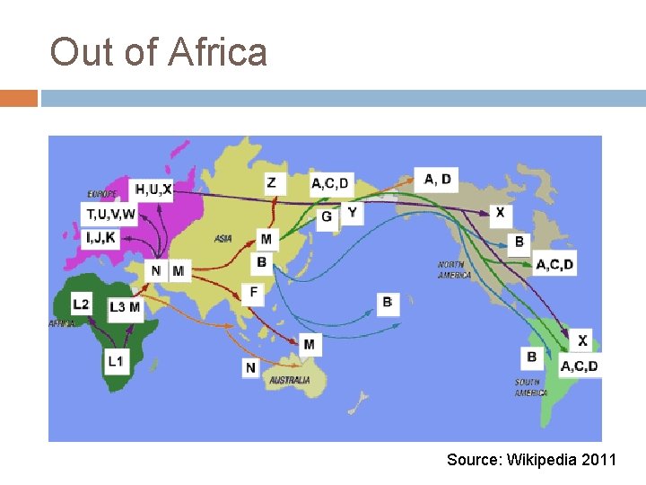 Out of Africa Source: Wikipedia 2011 