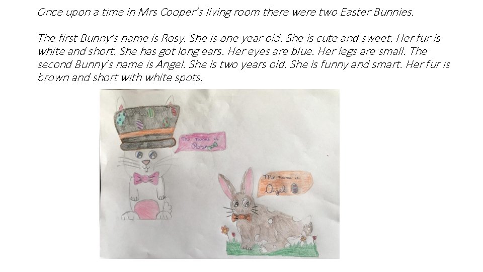 Once upon a time in Mrs Cooper’s living room there were two Easter Bunnies.
