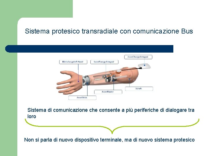 Sistema protesico transradiale con comunicazione Bus Sistema di comunicazione che consente a più periferiche