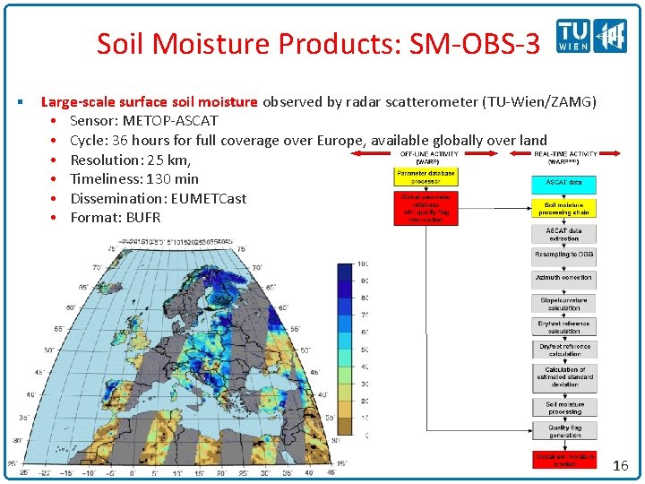 Soil Moisture Products: SM-OBS-3 § Large-scale surface soil moisture observed by radar scatterometer (TU-Wien/ZAMG)