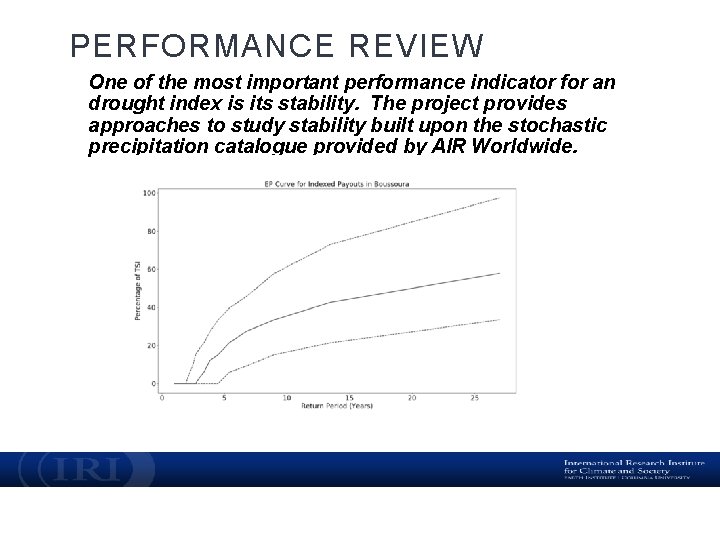 PERFORMANCE REVIEW One of the most important performance indicator for an drought index is