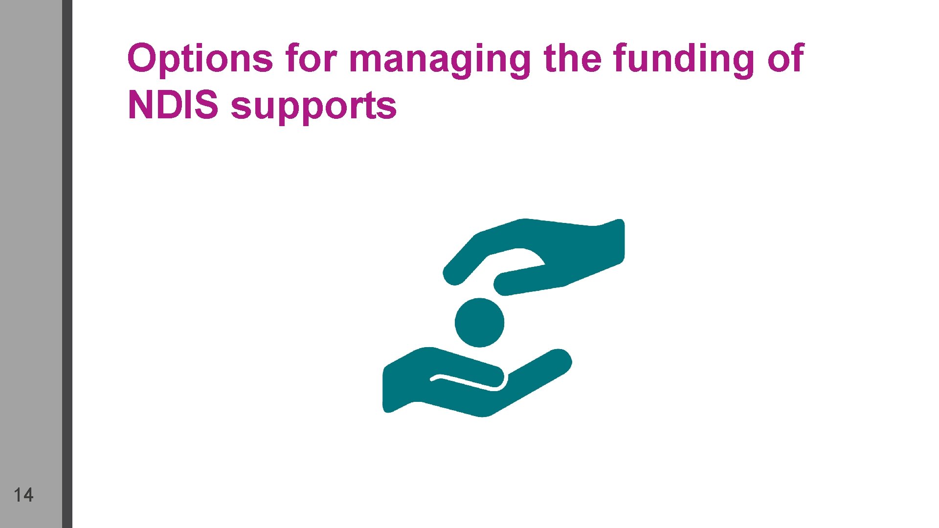 Options for managing the funding of NDIS supports 14 