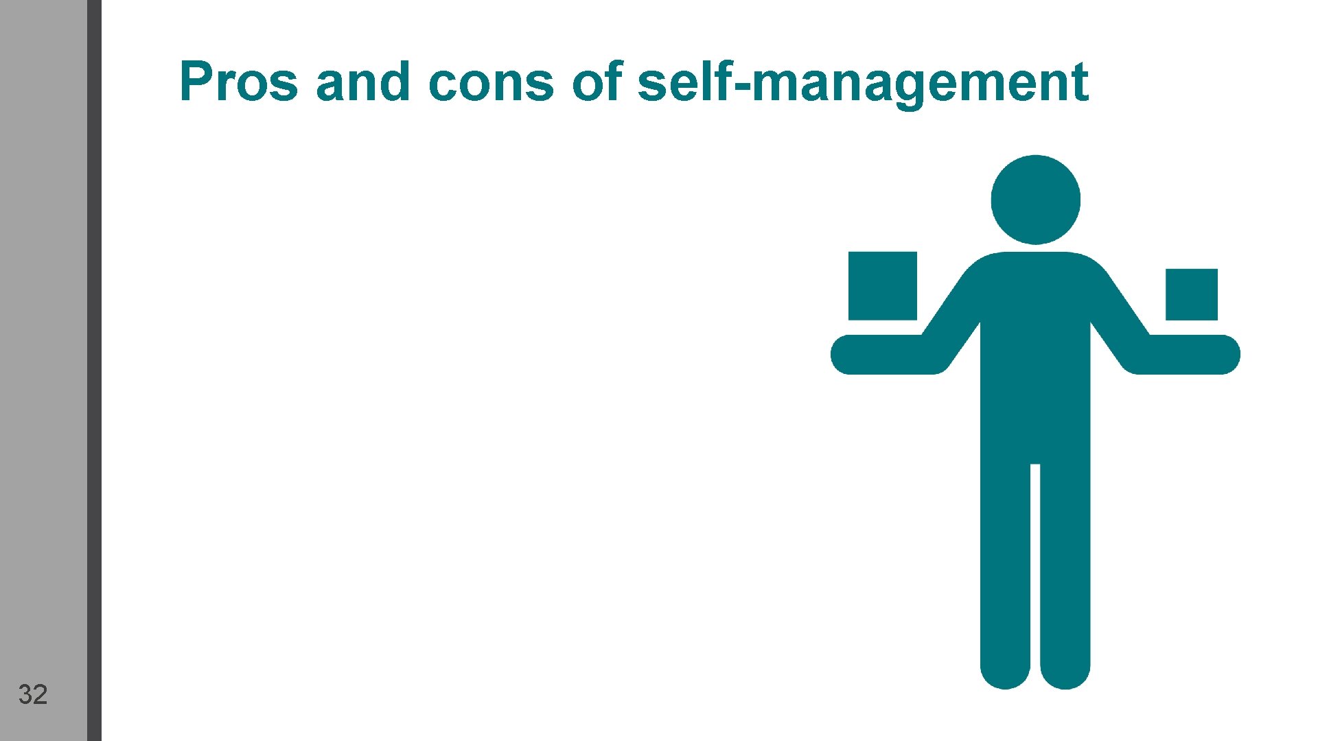 Pros and cons of self-management 32 