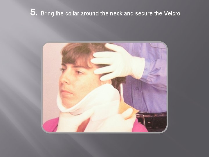 5. Bring the collar around the neck and secure the Velcro 