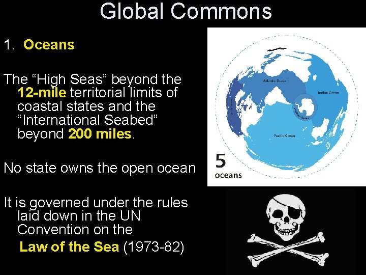 Global Commons 1. Oceans The “High Seas” beyond the 12 -mile territorial limits of