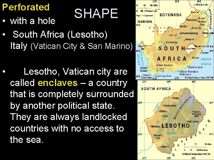 Perforated SHAPE • with a hole • South Africa (Lesotho) Italy (Vatican City &