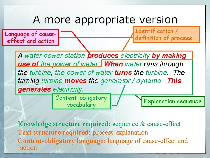 A more appropriate version Language of causeeffect and action Identification / definition of process A more appropriate version Language of causeeffect and action Identification / definition of process