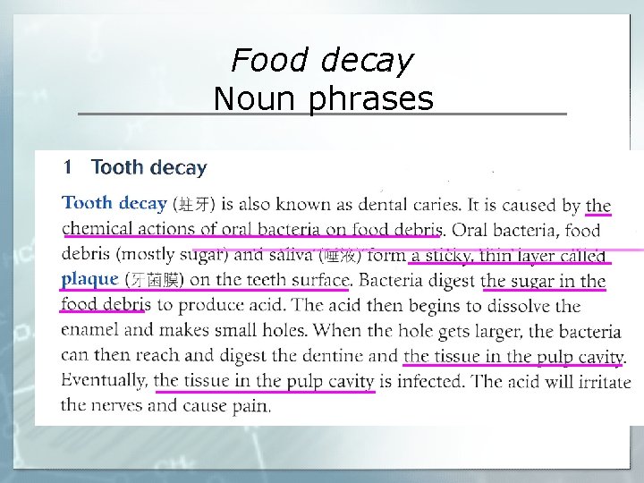 Food decay Noun phrases Food decay Noun phrases
