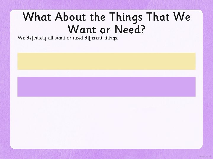 What About the Things That We Want or Need? We definitely all want or